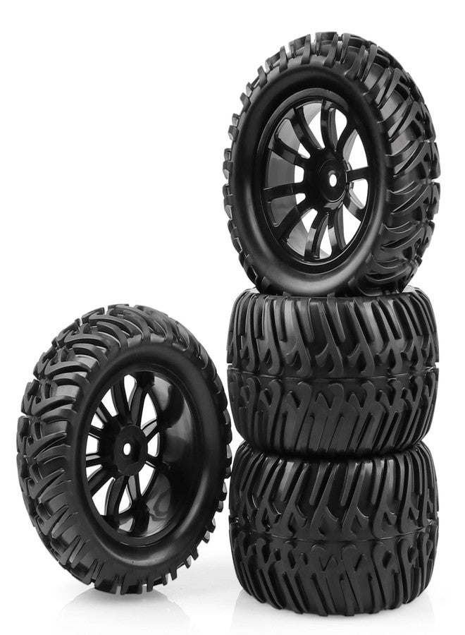 AIMROCK 12mm Hex RC Wheels & Tires Pre-glued 2.8 Tires Wheels for 1/10 Traxxas Stampede Hoss 2WD 4x4 VXL Redcat Volcano EPX Pro S30 Blackout XTE Monster Truck, 4-Pack - Image 1